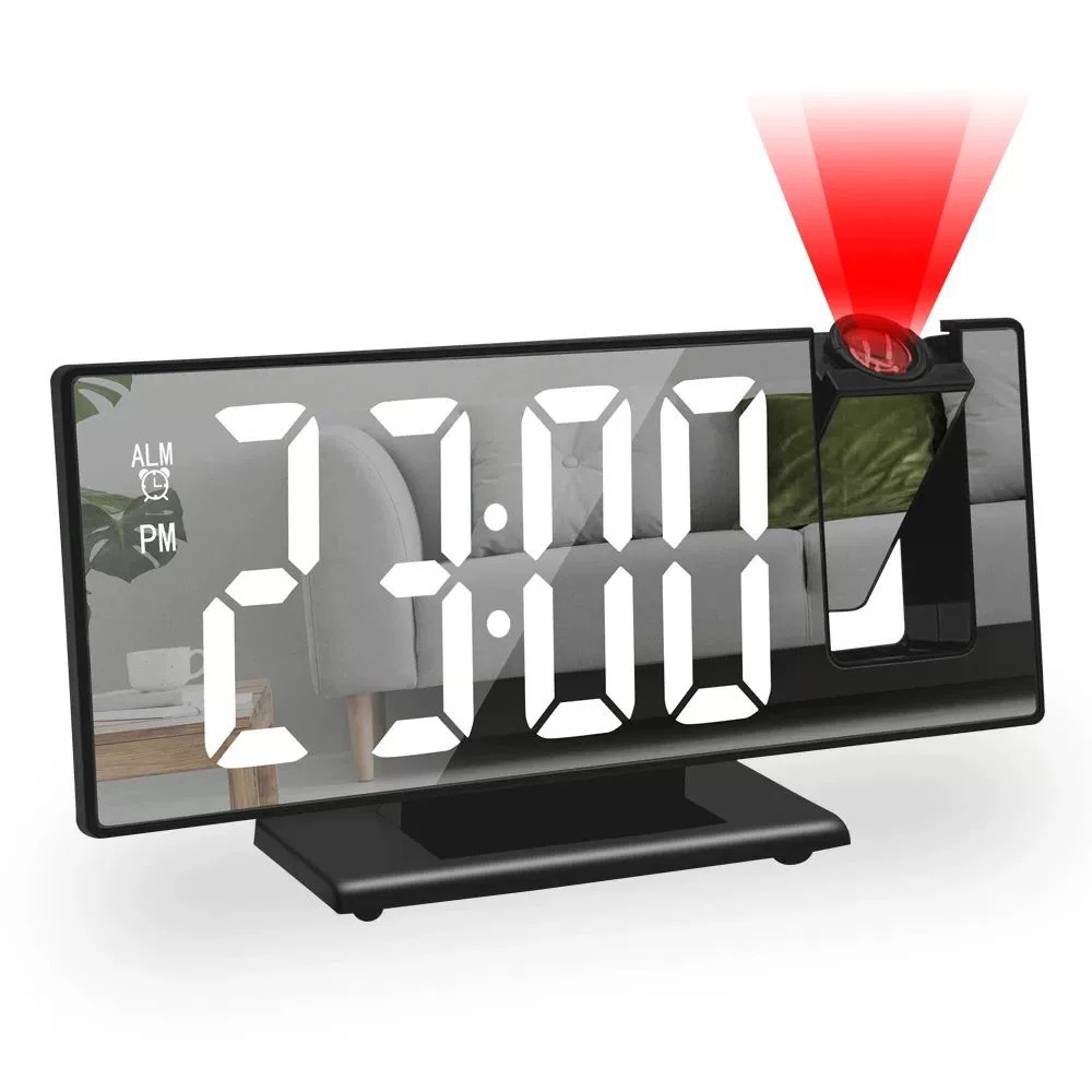 Mirror Projection Clock Alarm Clock Digital Temperature Time Projection Clock Desktop Living Room