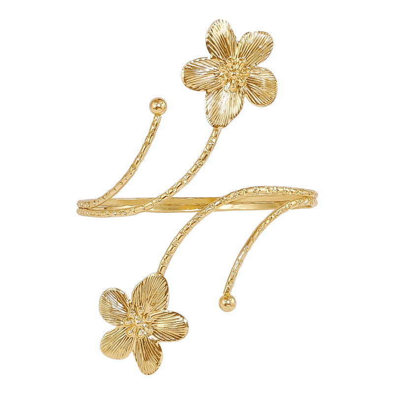 Oil drop colorful small flower open adjustable arm ring metal niche exaggerated sweet accessory