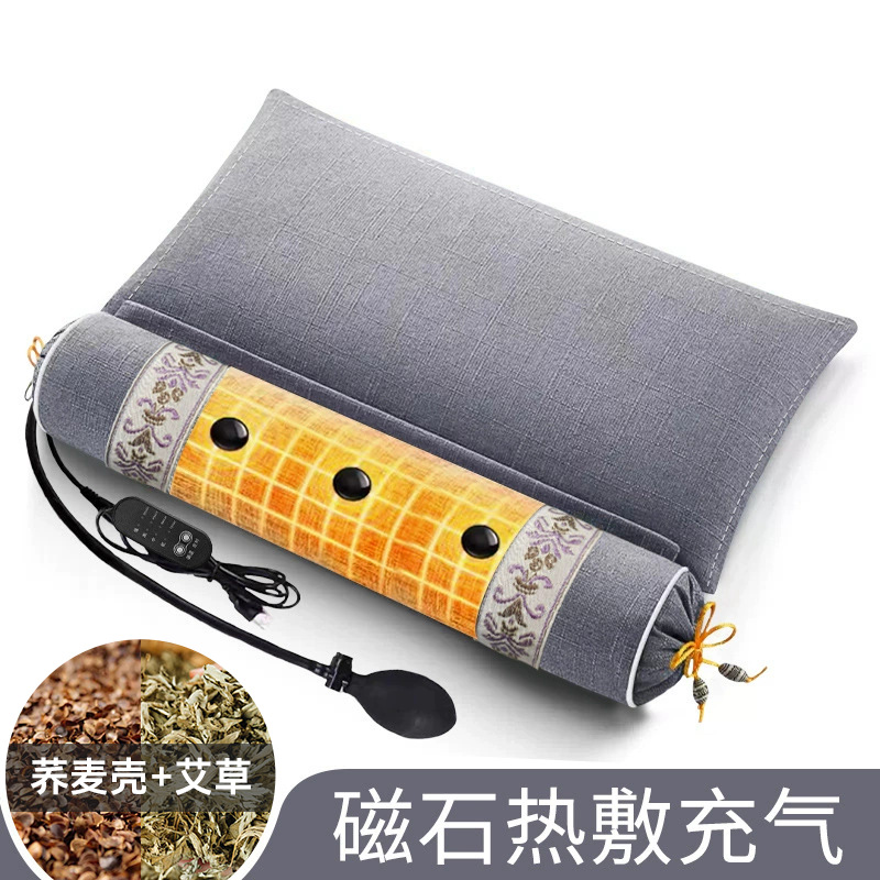Mugwort Cervical Massage Inflatable Heating Pillow Integrated Removable Neck Protection Pillow Sleep Electric Heating Massage Cervical Pillow