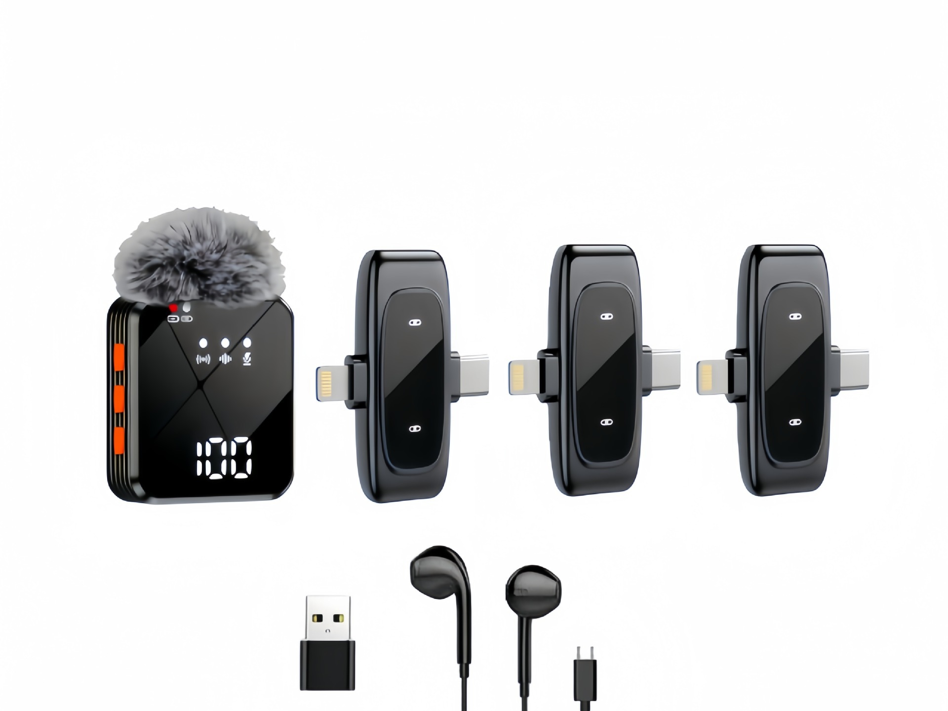 2026 new one transmitter four receiver multi-platform live wireless lavalier microphone noise reduction reverb monitoring high-definition sound pickup