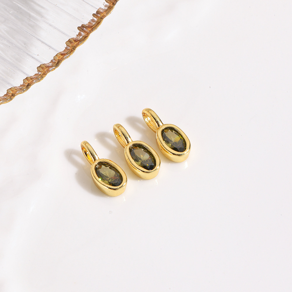 Fresh sweet geometric colored oval zircon small pendant, bracelet necklace DIY jewelry pendant accessories production