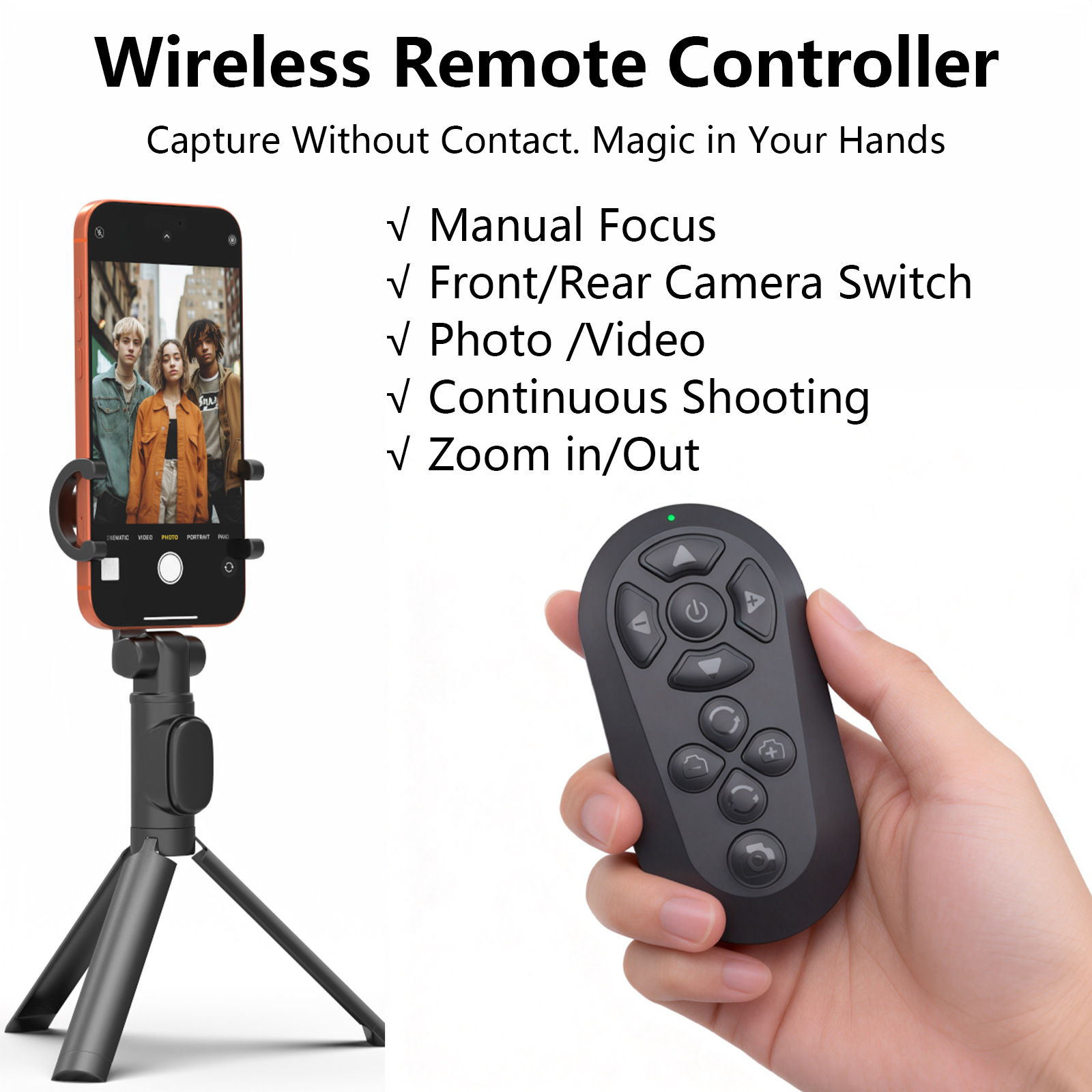 New Bluetooth remote control for phone tablet short video control lazy universal