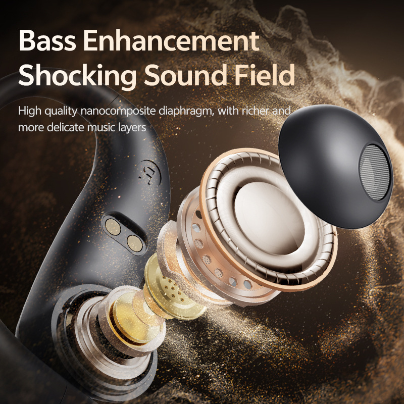 2026 New Bluetooth Earphones Open Earphones Wireless Private Mold Ultra-Long Battery Life Digital Display Hanging Ear Bluetooth Earphones