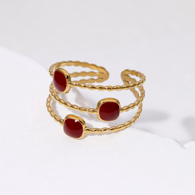 Vintage niche stainless steel open ring women