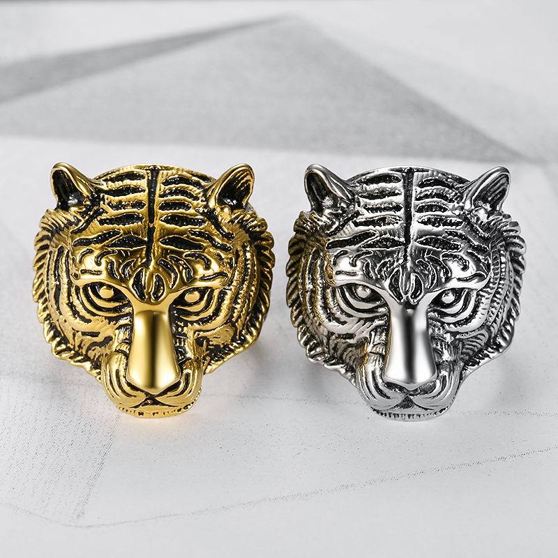 Accessory Tiger Head Ring Men's Stainless Steel Finger Ring Hand Jewelry