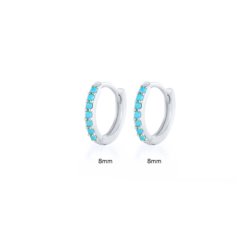 925 sterling silver circle earring ear buckle jewelry simple colored zirconia ear hoop earring for men and women