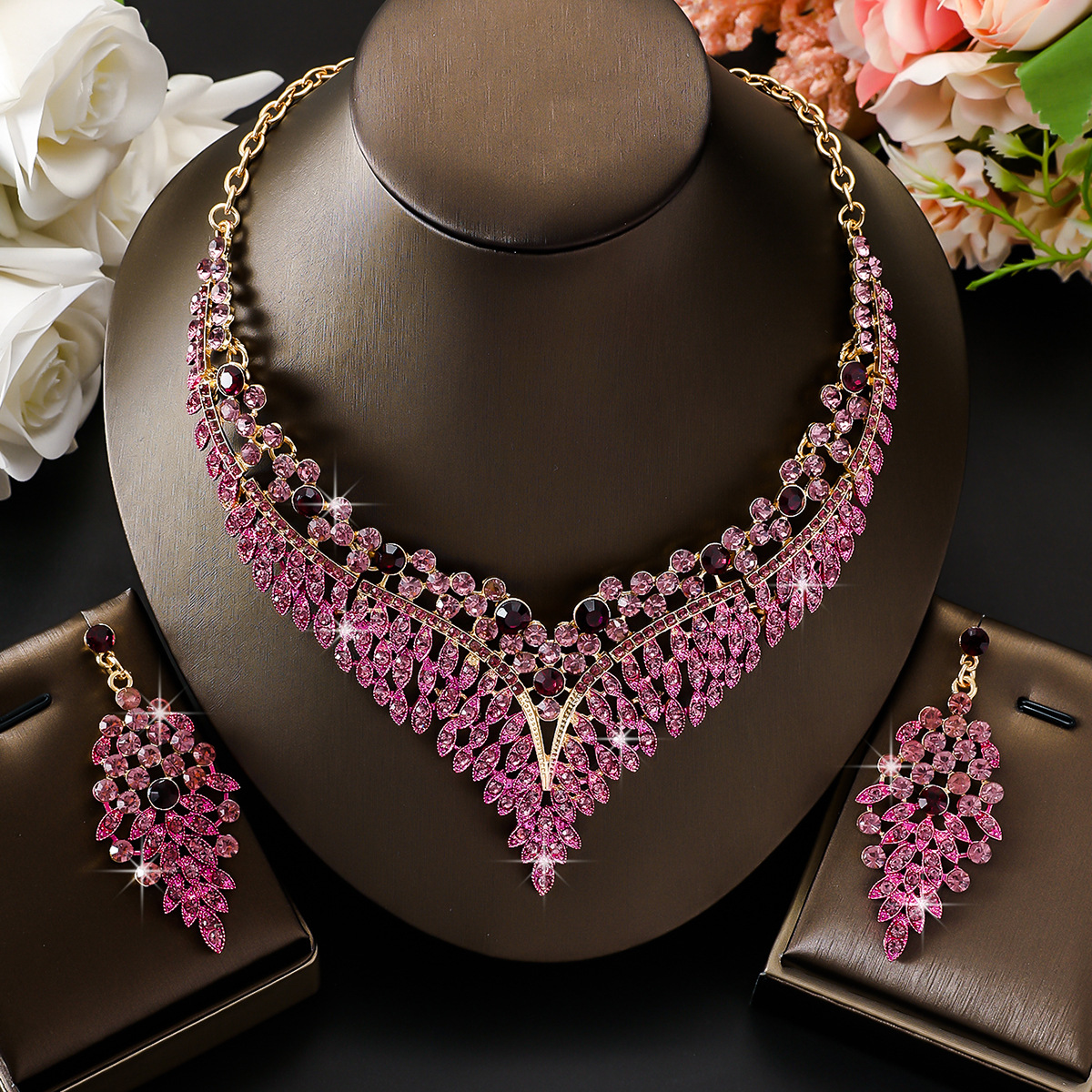 Collection】 Elegant Jewelry Set Bride Wedding Evening Dress Party Accessories