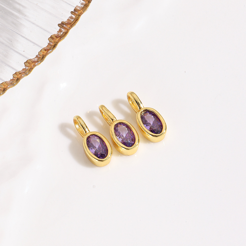 Fresh sweet geometric colored oval zircon small pendant, bracelet necklace DIY jewelry pendant accessories production