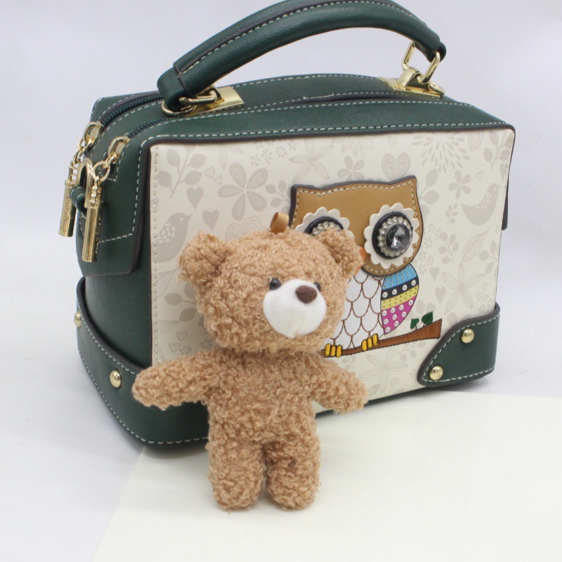 Conjoined Teddy Bear Plush Toy Keychain Bag Charm Cute Big Head Accessories Sweater Doll