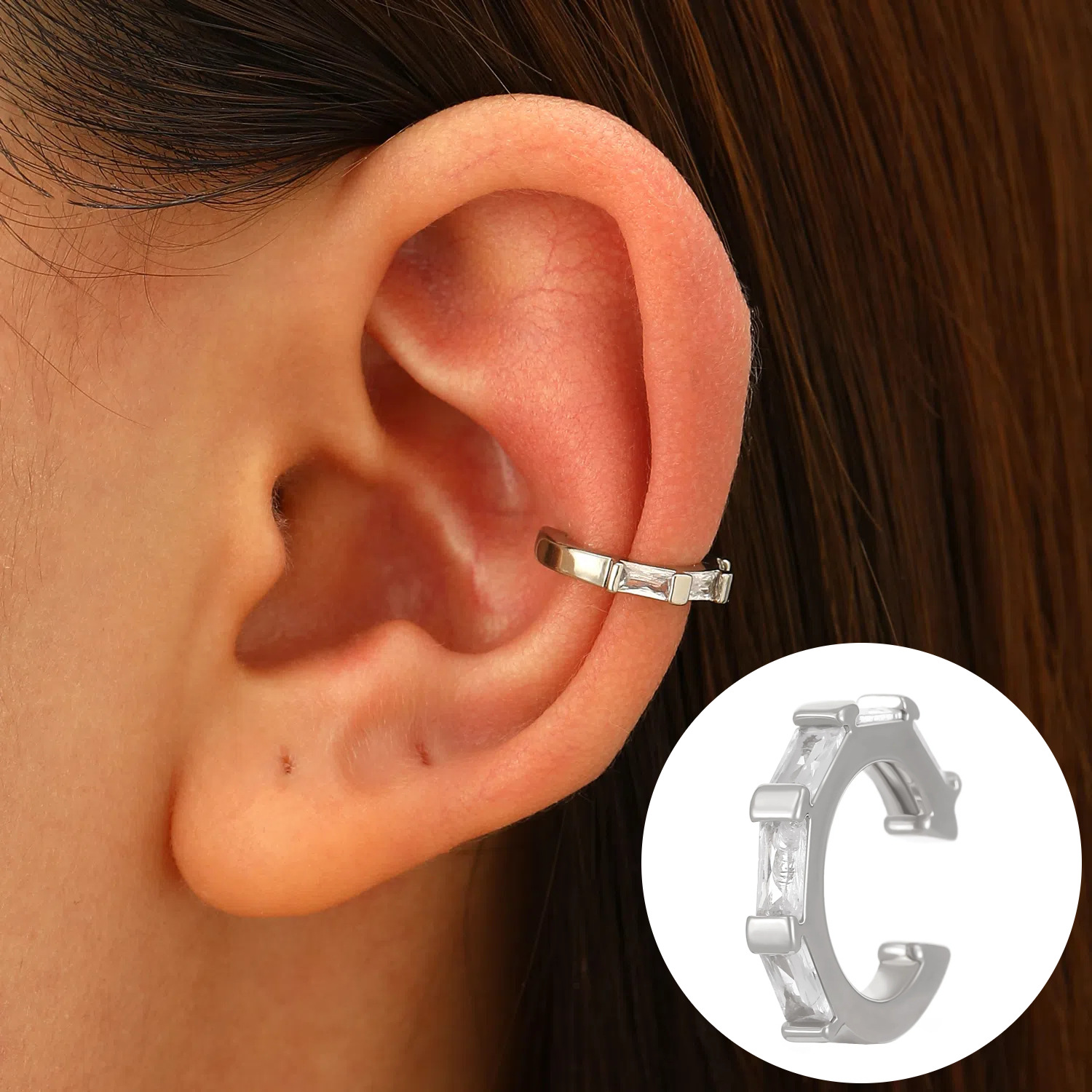 Ear Clip No Hole Ear Bone Clip No Piercing Women Simple Zircon Earrings