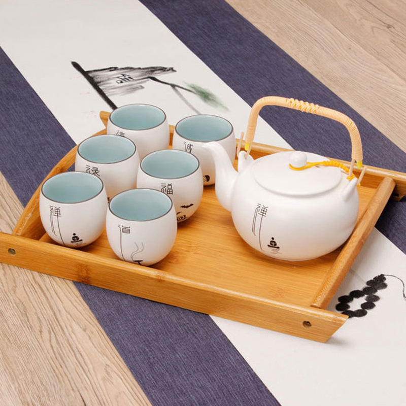 Bamboo wooden rectangular tea cup with handle, hotel restaurant tray, double-ear pastry bread wooden tray