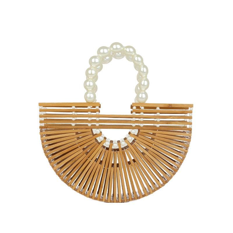 Woven Summer Bag 2022 Forest Girl Hollow Large Capacity Wood Bead Xiao Xiang Style Handbag