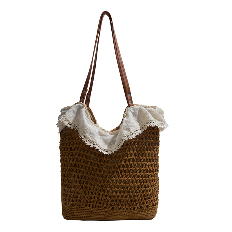 Summer Bohemian Small Fresh Sweet Hollow Cotton Woven Straw Bag Beach Bag Forest Girl Single Shoulder Bag