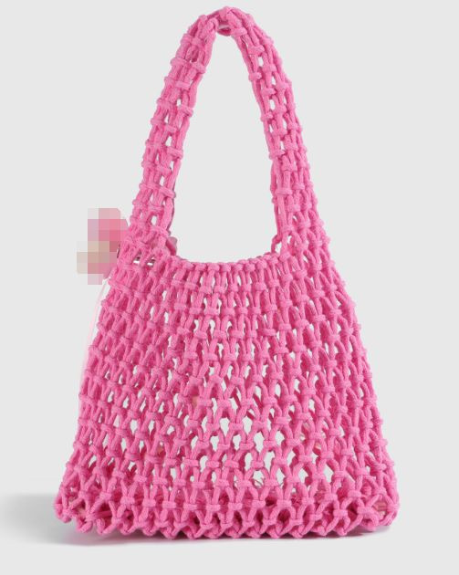 Daily simple cotton mesh handbag, hollow woven handbag, fresh colorful woven handbag