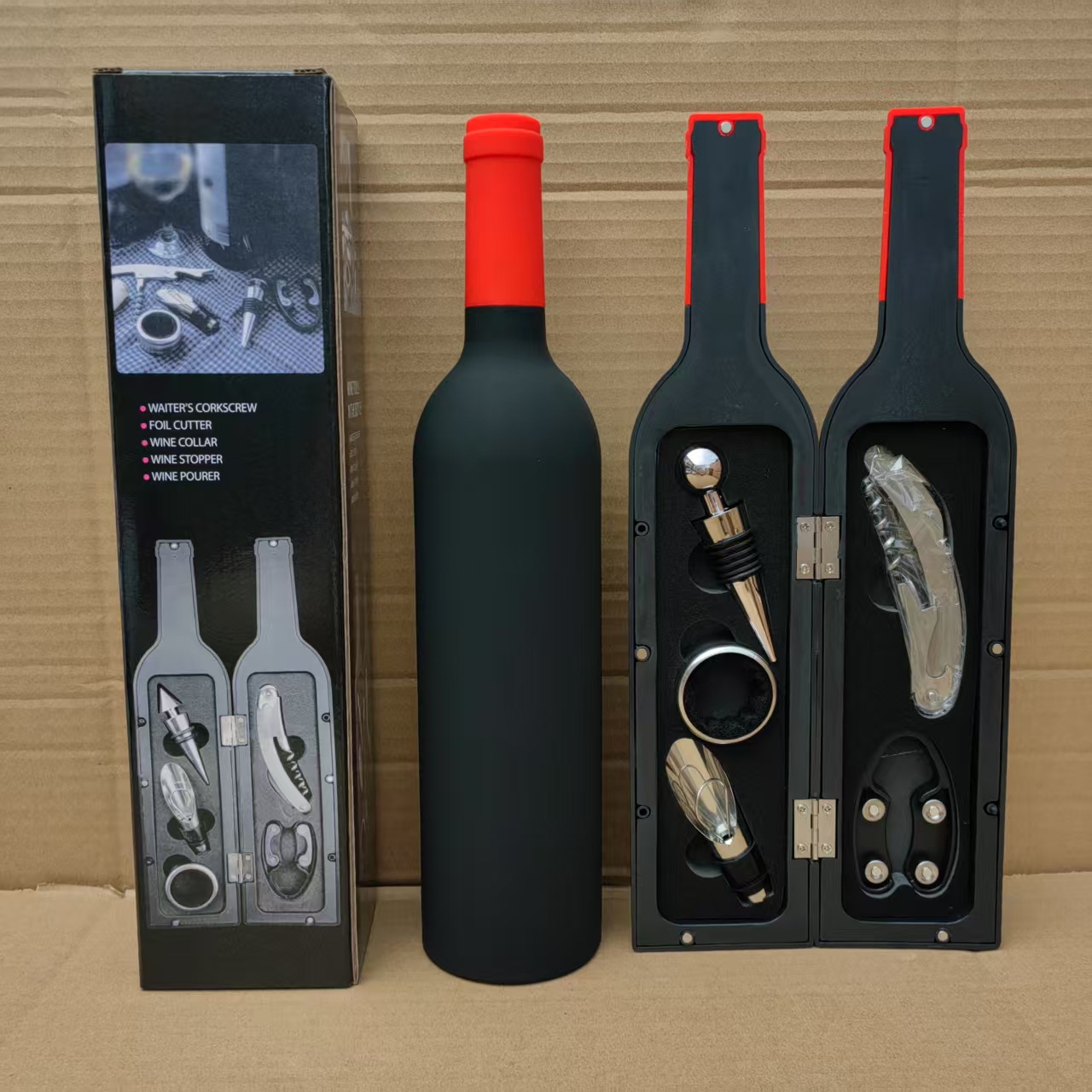 Red Wine Tool Red Head Matte Bright Large Wine Bottle Five-Piece Set Red Wine Tool Box Opener Wine