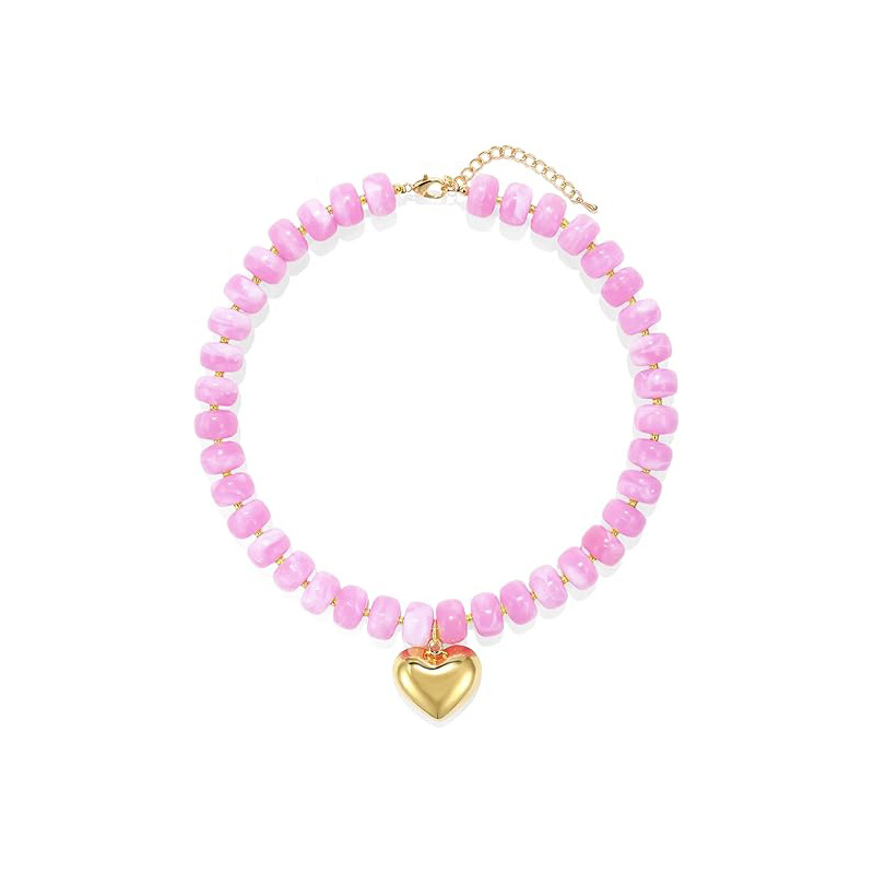 New Exaggerated Style Love Resin Necklace Handmade Beaded Barrel Bead DIY Collarbone Chain