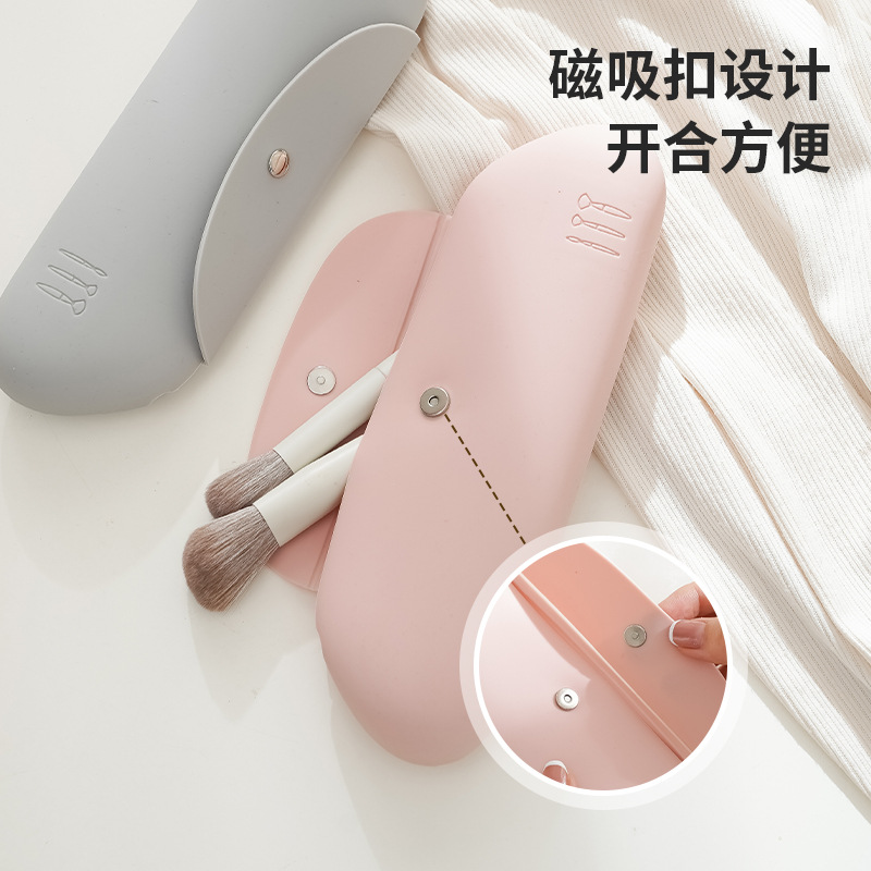 Silicone makeup storage bag dustproof makeup brush storage tool bag travel portable cosmetic handbag