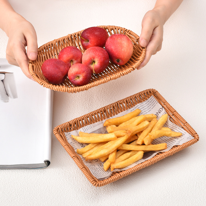 Imitation rattan fruit basket, hotel restaurant rattan snack plate, melon seed and french fry basket, KTV bar snack storage bin