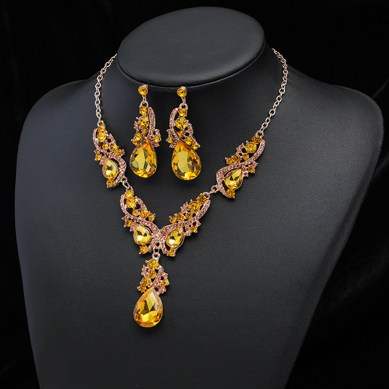 New Exaggerated Necklace Earring Set Cross-Border Exclusive Alloy Electroplated Jewelry Accessories Dress