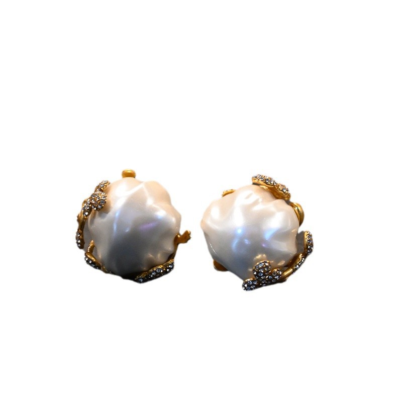 Vintage accessories brass inlaid baroque natural stone bud ring 2025