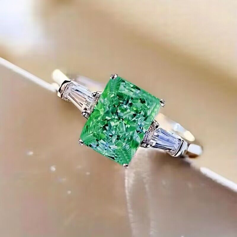 Cao Shi Live New Hand Jewelry Square Pink Zircon Ring for Women Sweet Romantic Wedding Ring