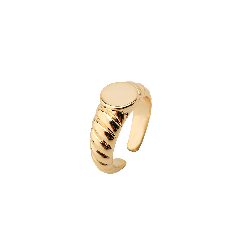 Minimalist Chic Style Simple Gold and Silver Two-Tone Thread Geometric Gold Plated Open Ring