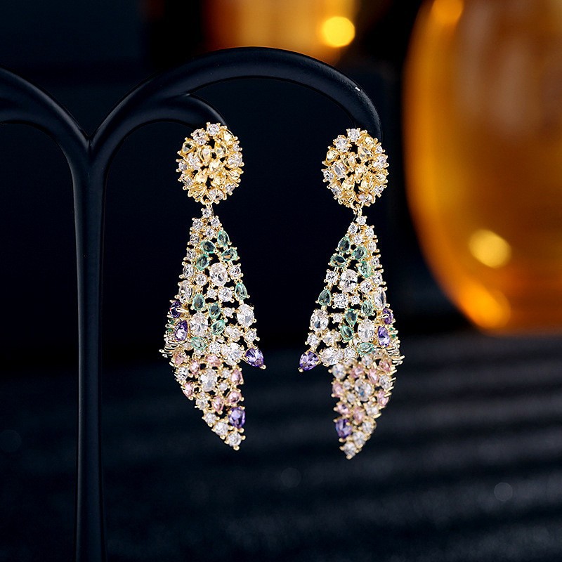 s925 Silver Needle Super Fairy Zircon Inlaid Face-Shaping Earrings Long Tassel Flying Butterfly Earrings