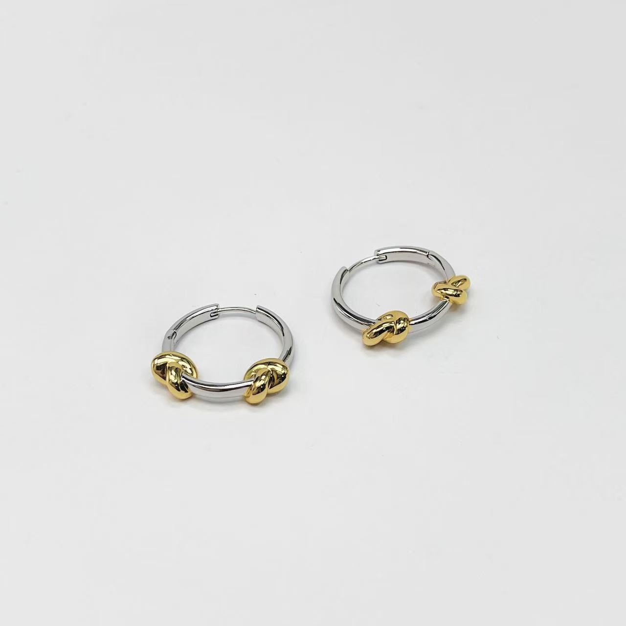 Small Gold-Silver Two-Tone Circle Earrings New Exquisite Jewelry Ear Cuffs