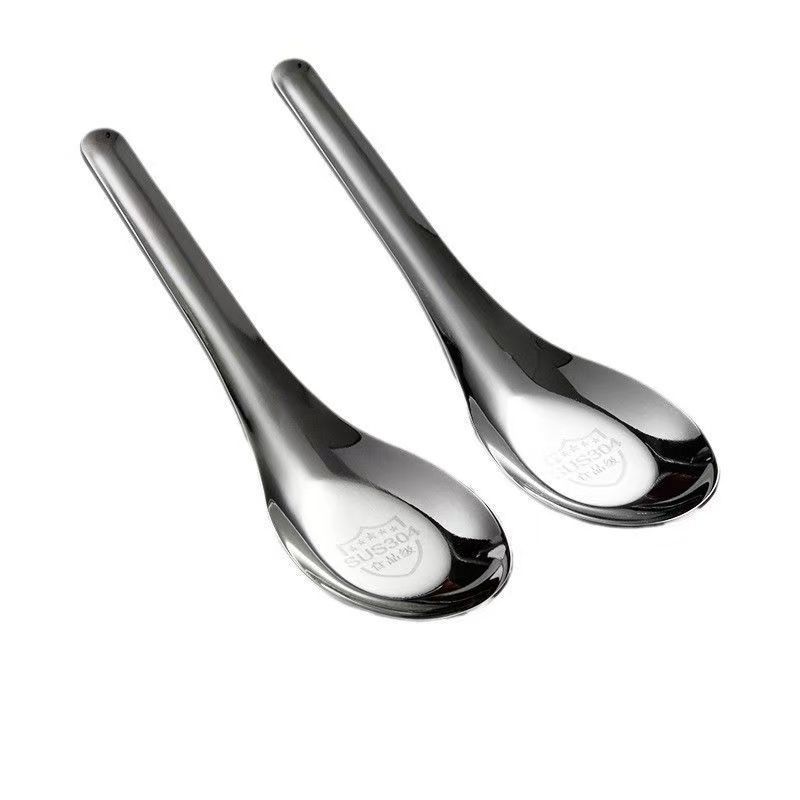 304 stainless steel spoon, new Chinese style deepened thickened spoon, household eating spoon, children's spoon, flat bottom spoon
