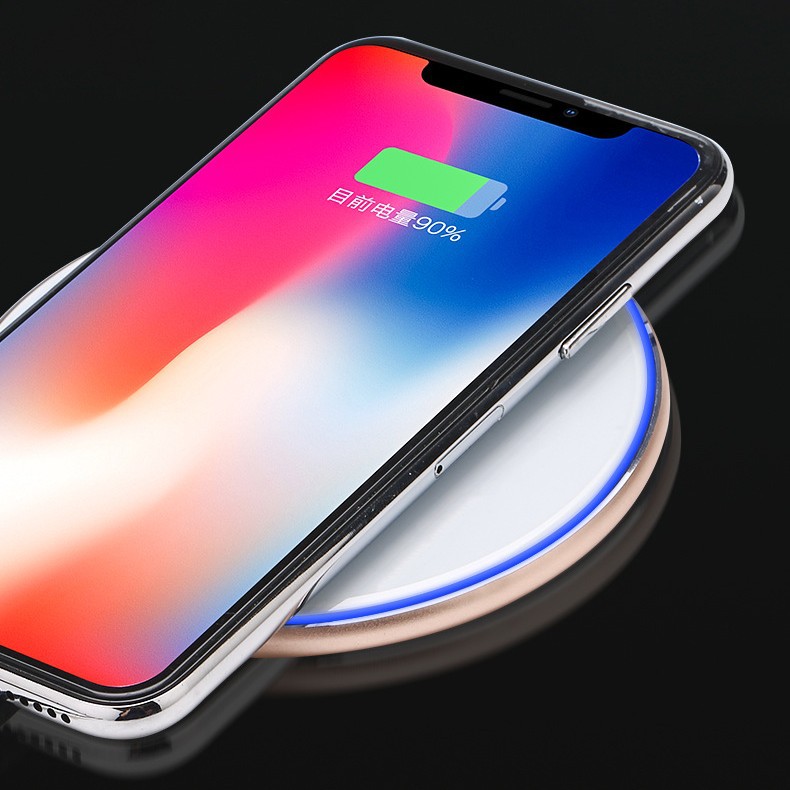 Gift wireless charger fast charge 10W round metal aluminum alloy wireless charger Qi wireless charger