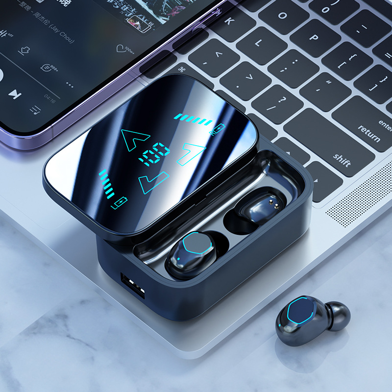 New Wireless Bluetooth Earphone Ultra Long Battery Life In-Ear Digital Display Screen Long Wear Comfortable Huaqiangbei Earphone
