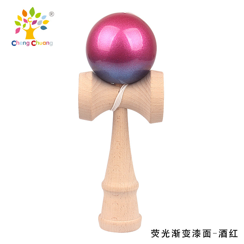 Ken Da Ma Wooden Skill Ball, Kendama Toy for Adults and Children Hand-Eye Coordination Sword Ball PU Paint