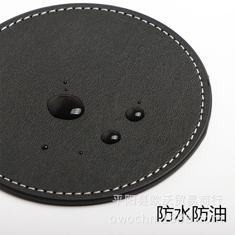 Thickened coaster 10CM high temperature resistant white round PU simple heat insulation pad leather coaster logo new