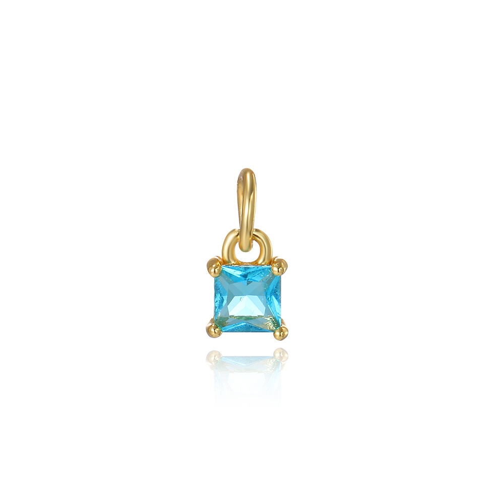 Niche geometric square colored zircon small pendant, DIY bracelet necklace earring accessories materials jewelry
