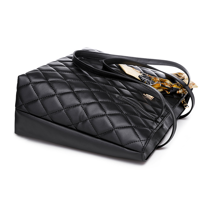 2024 new women's tote bag casual diamond scarf large capacity shoulder handbag