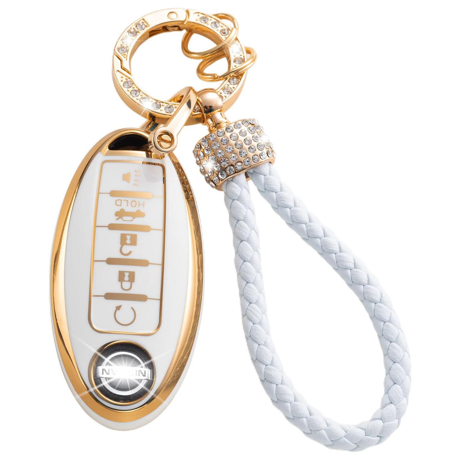 Gold Edge Car Key Case Car Key Bag Diamond Ring Pendant Keychain