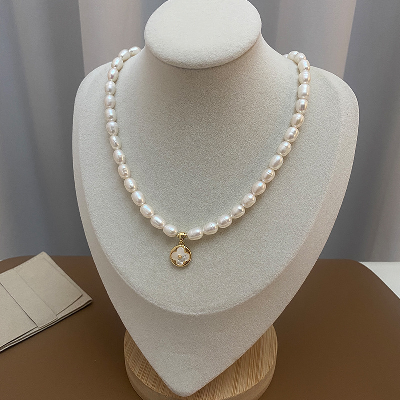 Zhuji natural freshwater pearl necklace for women, designer four-leaf clover pendant, collarbone chain