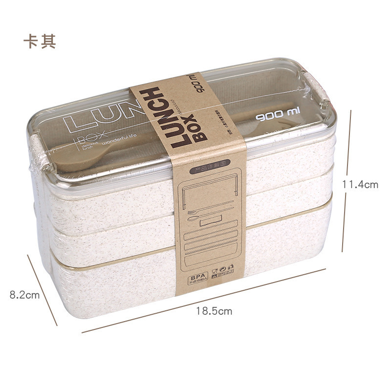 Japanese-style kawaii student lunch box, bento box with compartments, microwave-safe, fruit salad, office workers' light meal box