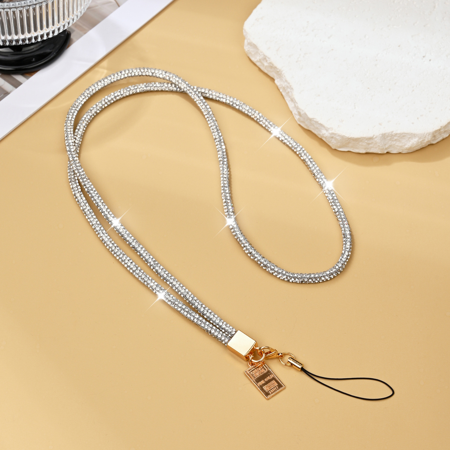 Phone lanyard luxury full rhinestone rhinestone phone chain neck long rhinestone chain women phone hang