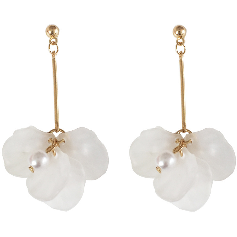 Forest style flower earrings fairy elegant long pearl ear studs simple ear accessories for women 1168