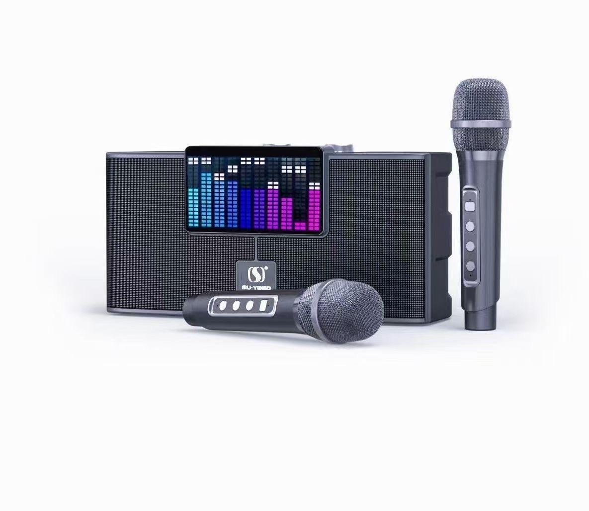 YS208 Bluetooth Speaker KTV Small Speaker Rock Bass Small Cannon Speaker Dual Microphone All-in-One Home Set