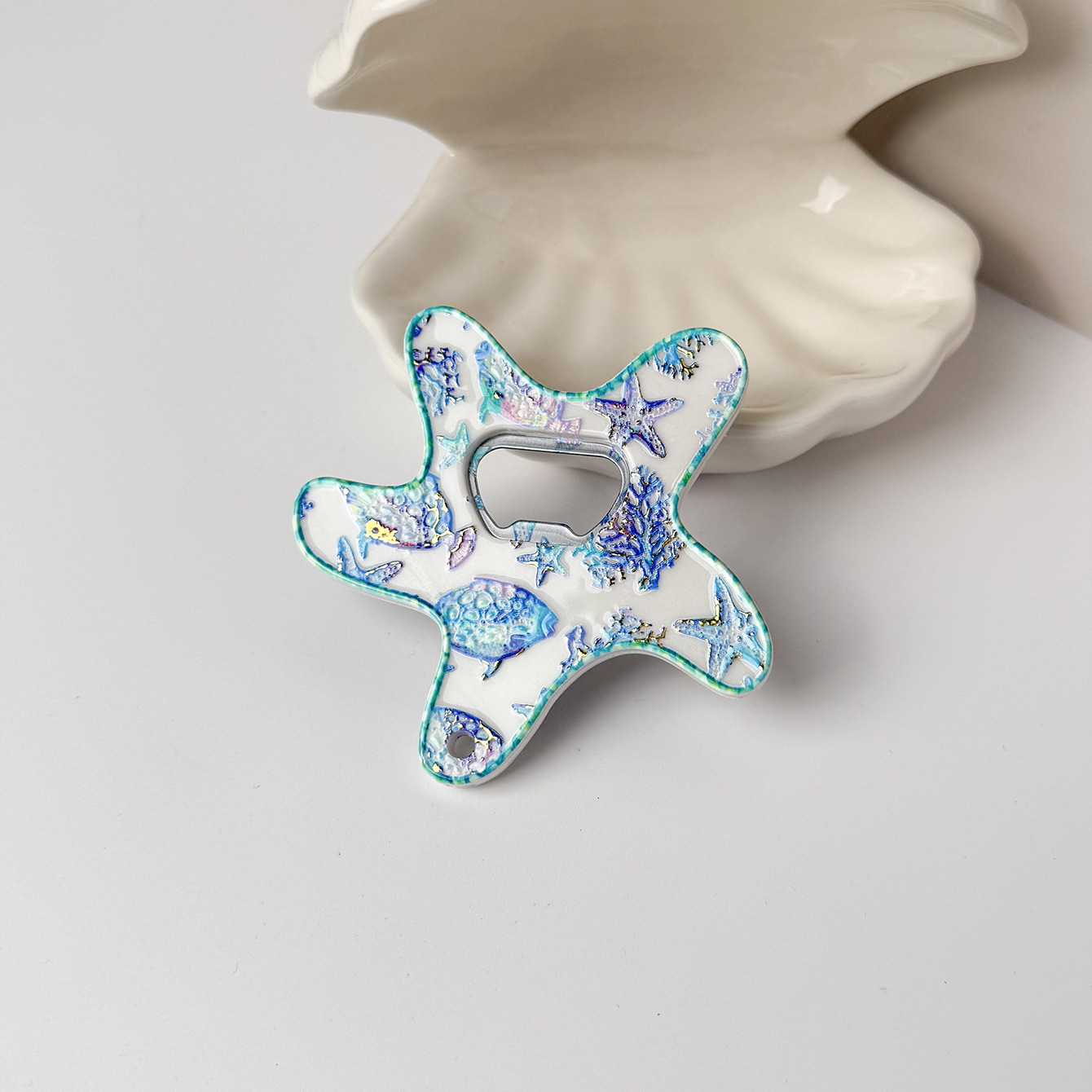 Ocean Series Starfish Fridge Magnet Bottle Opener Unique Embossed Gold Foil Process Ocean Fridge Magnet