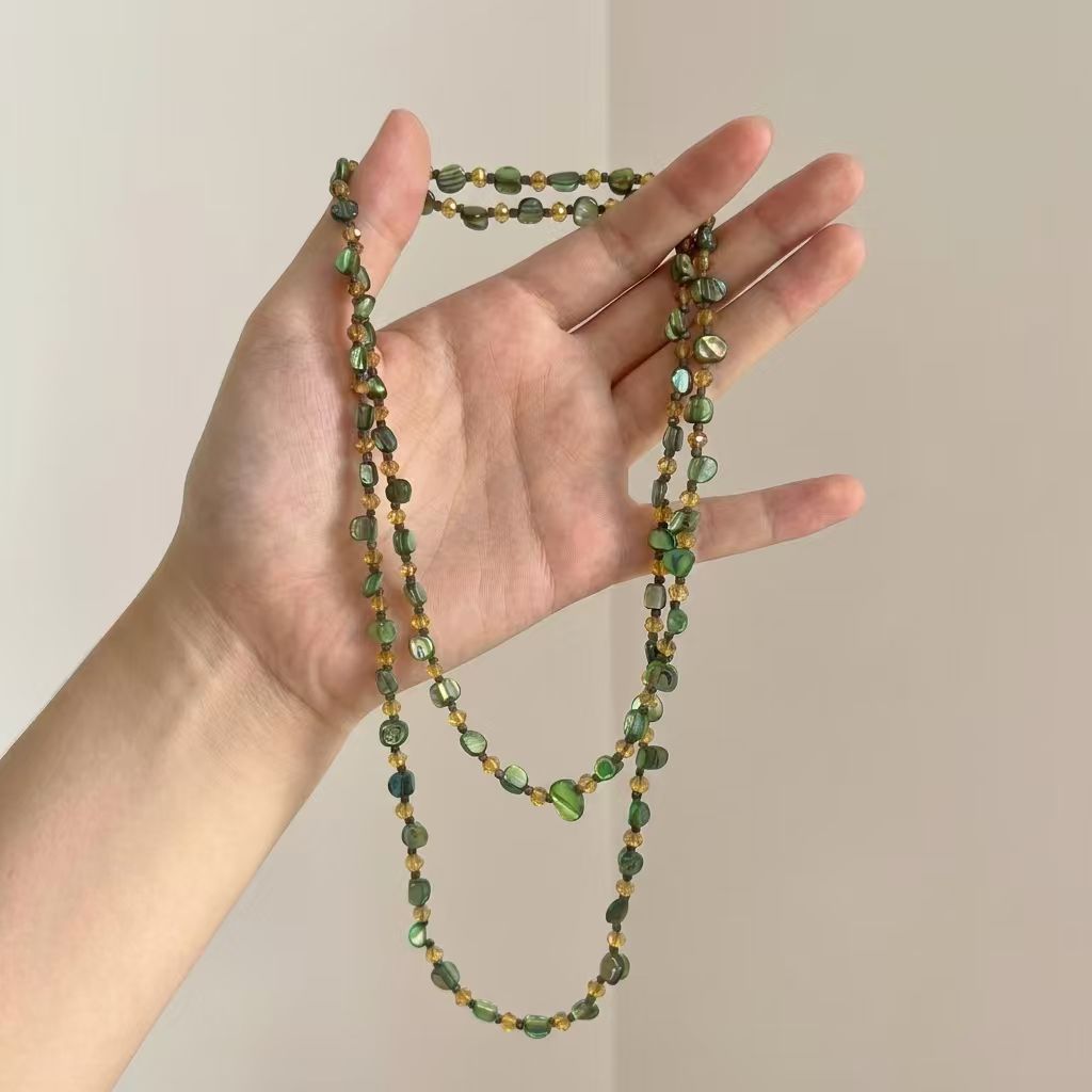 Colorful Natural Stone Beaded Accessories Bohemian Ethnic Style Necklace Niche Sweater Chain Women