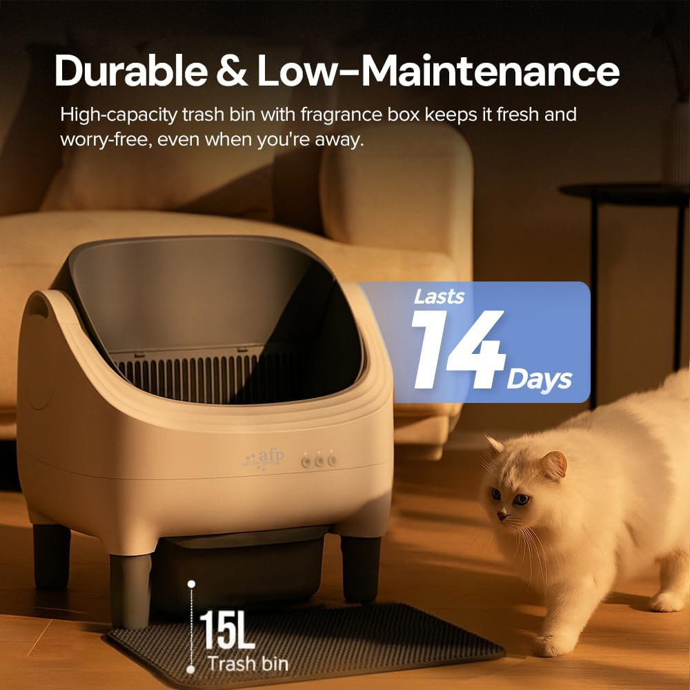 AFP Semi-open Intelligent Fully Automatic Cat Litter Box Automatic Cleaning Anti-litter Tracking Large Space Cat Toilet APP Control
