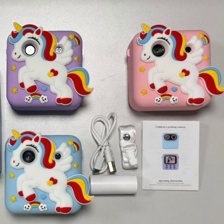 New Kids Instant Print Camera Mini Cartoon Toy Camera Multilingual Thermal Paper
