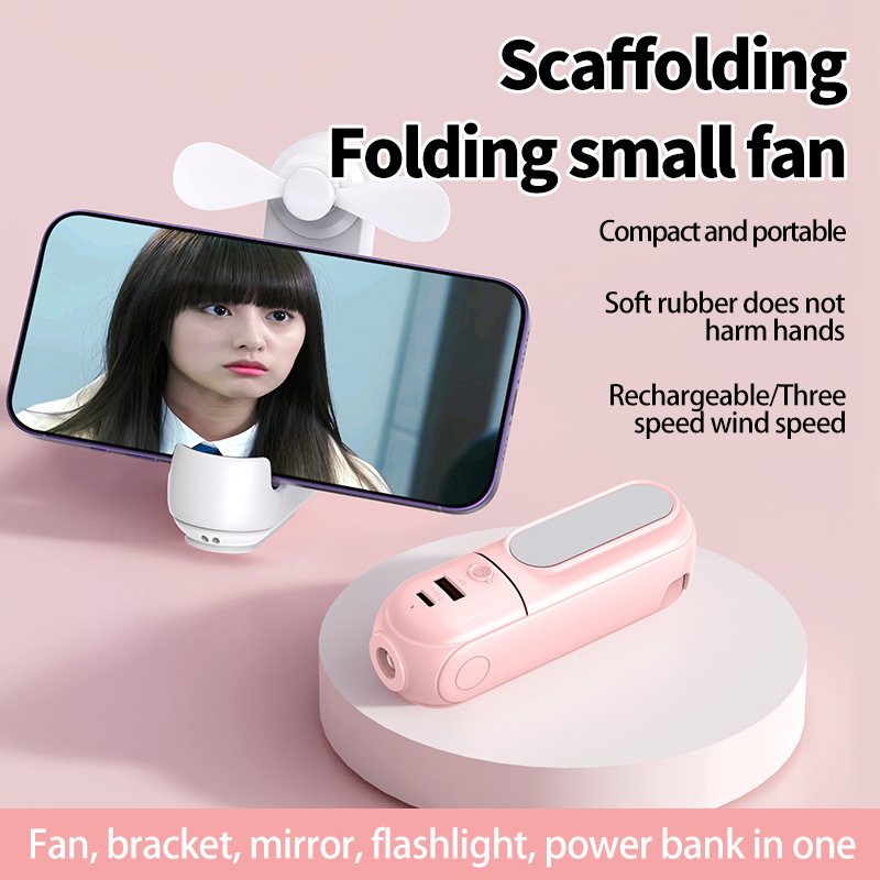 Flashlight Foldable Mini Fan 5 in 1 Handheld Fan Brushless Motor