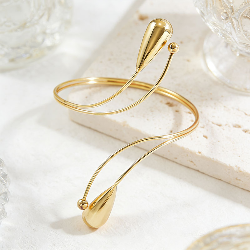 Metal open adjustable drop arm ring exaggerated arm ring female
