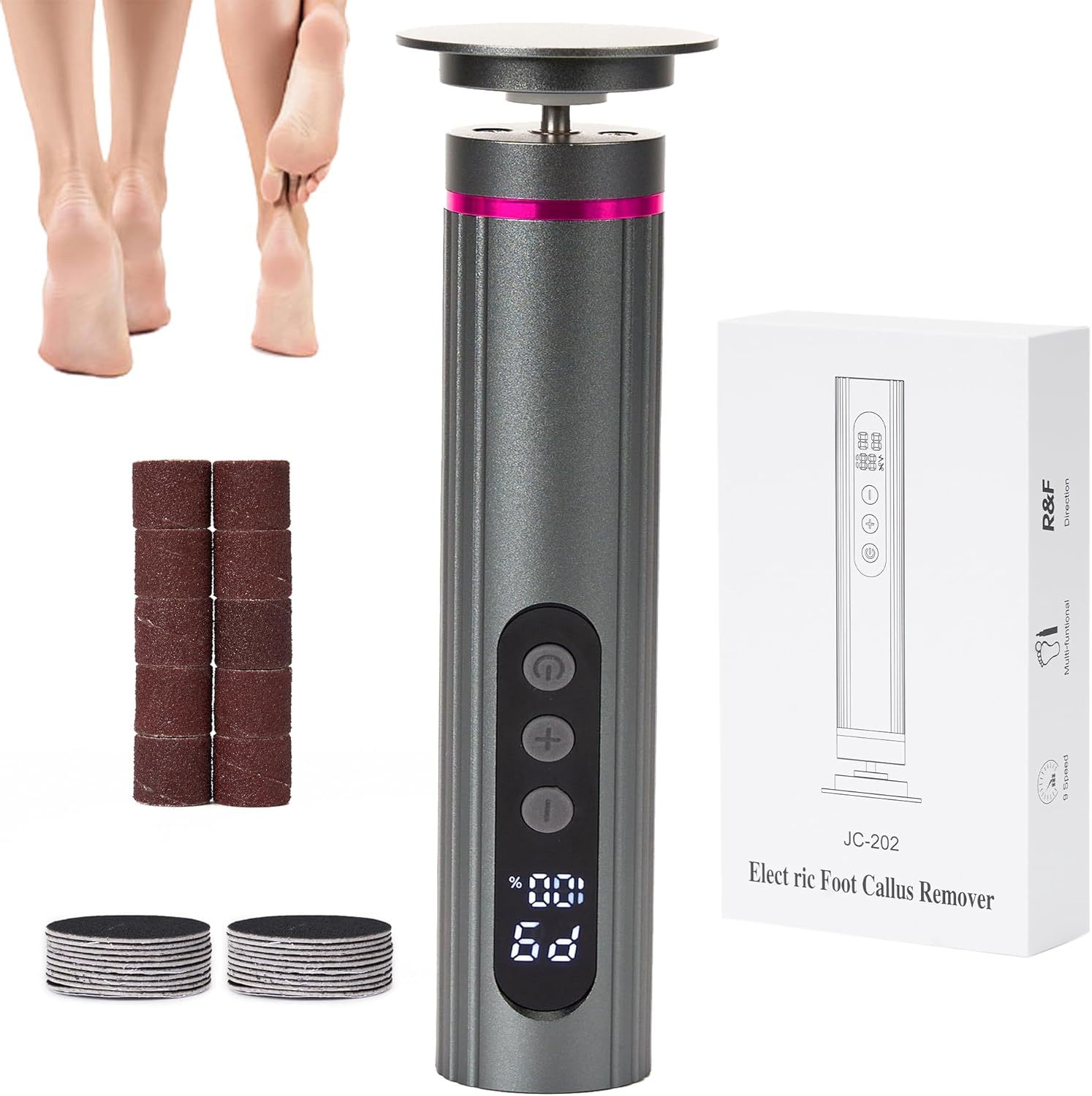 Electric Foot File New 2-in-1 Digital Display, Callus Remover Tool, Electric Foot File
