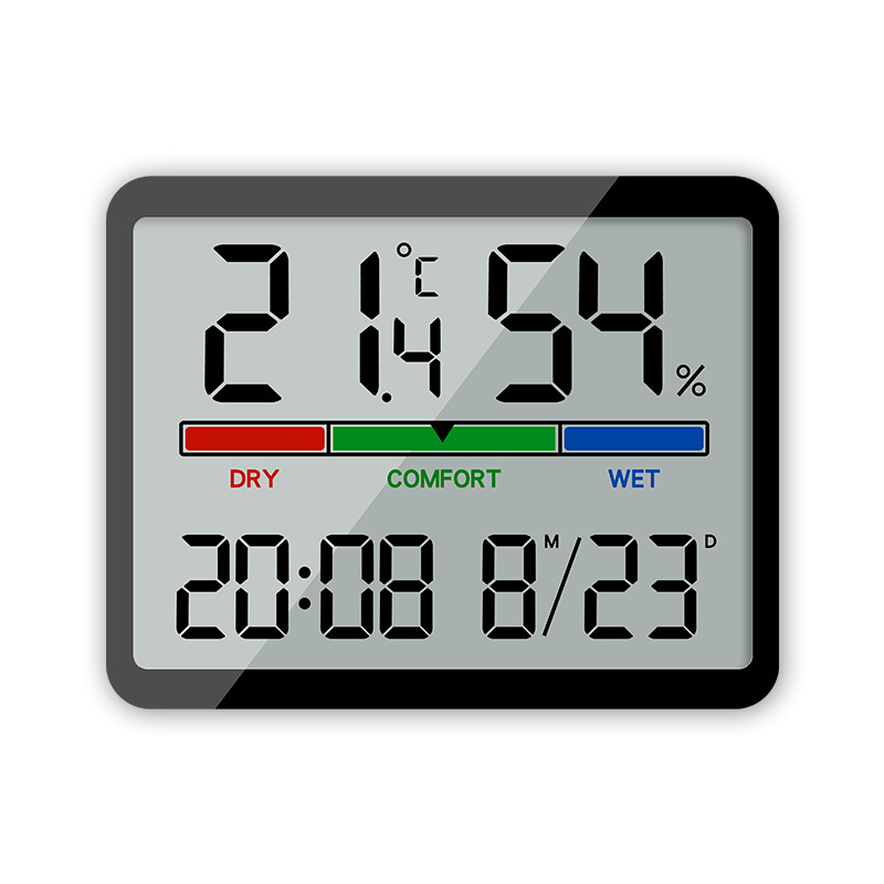 Slim Electronic Clock Simple Digital Clock Wall-Mounted LCD Small Alarm Clock Multifunctional Temperature Electronic Clock 8218
