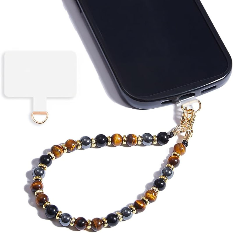 Pendant Beaded Phone Chain Stone Amethyst Obsidian Natural Stone Hanging Decoration